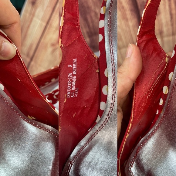 Red and white polka dot Bettie boop rockabilly platform high heeled shoes size 9 - Picture 14 of 17